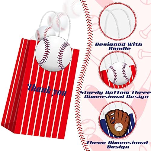 16 компјутери Бејзбол забава Повојат торби Бејзбол Подароци торби црвена и сина бејзбол тематска забава третираат торби бонбони