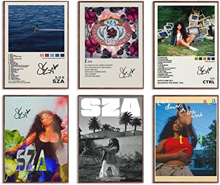Splawn SZA Post Music Album Cover Poster Set 6 Dorm Album Cover Posters Set Music Posters 6 Album Cover HD Print Pater Canvas Art