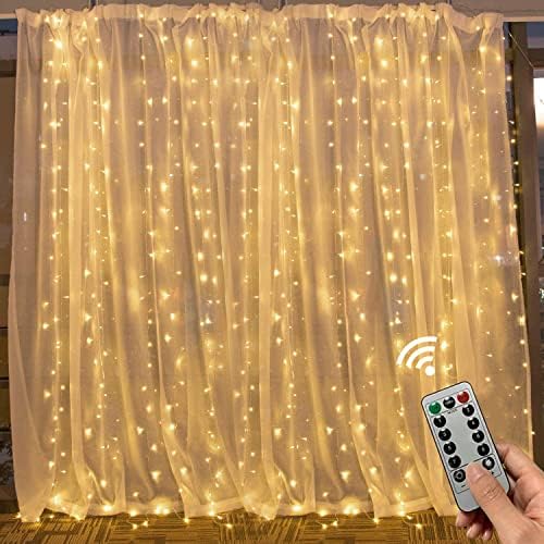 Xingtong 300 LED светла за завеси, USB напојувани самовили со тајмер за далечински управувач за Божиќна свадба домашна градина спална соба отворено