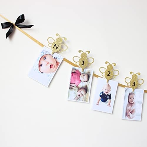 Abaodam Mini Wring 1PC Bunting Display Clip забава први клипови декорација пчели роман годишнина Декоративен роденден бебиња златни банер за