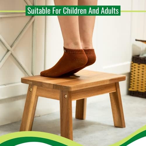 Homvent Solid Acacia чекор столче за деца, дрвен чекор столче за тренинг на дете, столче од дрво за расадник кујна тоалет, цврста можност од 300 фунти за деца и возрасни