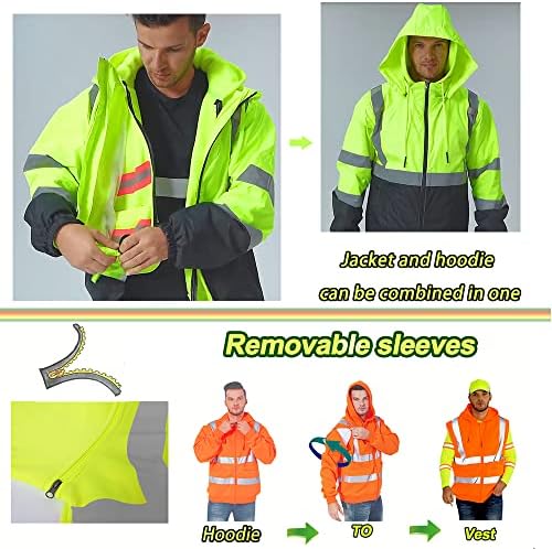 Јоушоп со голема видливост рефлексивна зимска самоубиец безбедносна јакна рефлексивна јакна за мажи Здраво на градежни јакни
