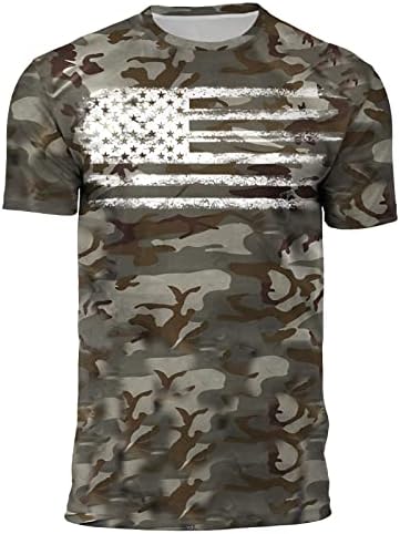 Руируилико Патриотска маица за мажи 4 -ти јули Америка знаме лето краток ракав Опуштете се вклопуваат графички отпечатоци блузи