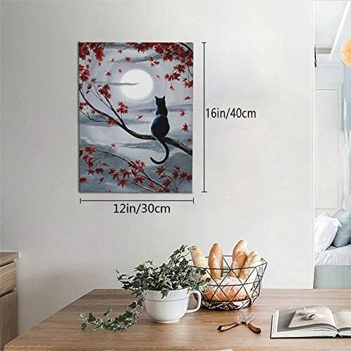 Аухомеа платно wallидна уметност црна мачка месечина слики печатени на платно wallидна уметност за канцеларија домашна слика Нераспоменато уметнички дела отпечатоци