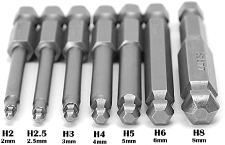 7PCS S2 челична топка за завртки за шрафцигер 65мм магнетски 1/4 хексадецимален шрафцигер постави битови H2-H8 легура челик за рачен