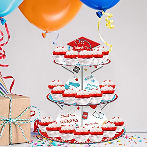 Медицинска сестра партија, медицинска сестра за дипломирање штали за кекс 3 -тина каклена сад за роденденски десерт, приказ на стенд формично РН тематска забава за ?