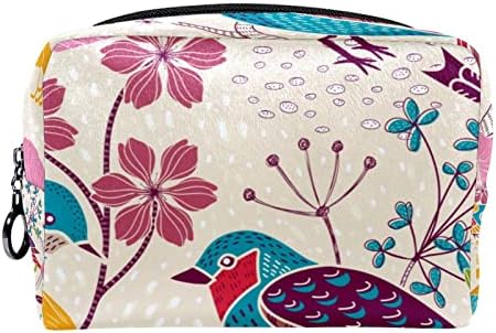 Тоалетна Торба, Козметичка Торба За Шминка За Патувања За Жени Мажи, Ретро Уметничка Пролет За Птици Од Диви Цвеќиња
