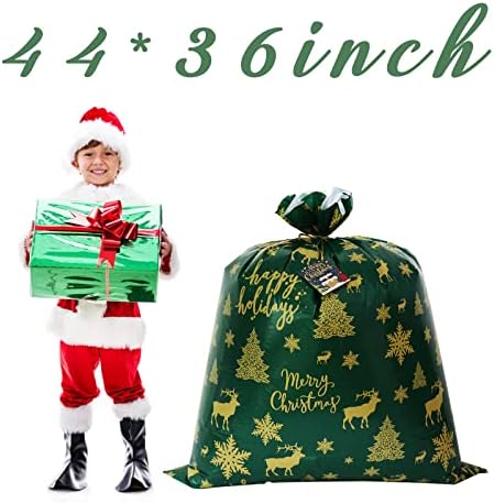 ЈДП Џамбо Божиќни Торби за Подароци 4 ПАРЧИЊА, 56 инчи и 44 инчи Екстра Големи Избрани Божиќни Преголеми Торби За Подароци, Џиновски