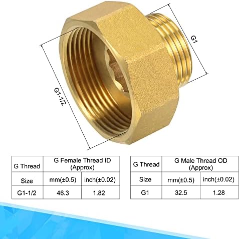 Meccanixity Месинг Цевка Фитинг Водомер Спојување G1-1/2 Женски x G1 Машки Навој Хексадецимален Конектор Адаптер 35,5 Мм Должина