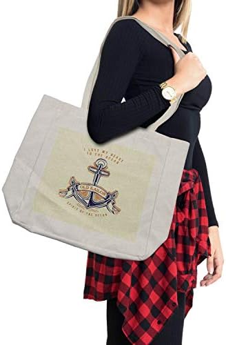 Торба за шопинг во сидро, стариот Sailor Spirit Sign, цврсто закотвена на океанската слика во гроздобер стил, еколошка торба за еднократна