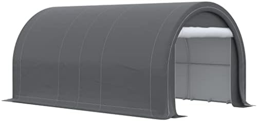 Liujun 16 'x 10' Carport, тешка преносна гаража/шатор за складирање ， градинарски алатки, работа на отворено, сива