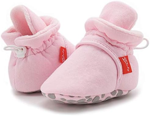 Cencilily новороденче девојчиња памучни чизми за момчиња, момчиња, папучи остануваат на чорапи меки чевли кои не се лизгаат чизми на глуждот со залепи зимски топли први