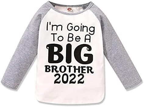 Детско дете Детско бебе момче, ќе бидам голем брат 2023 маица со маички со долги ракави врвови