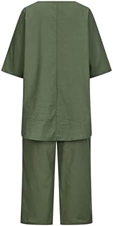 Армиски вар зелени жени две парчиња права нога обични панталони поставува лабава фит палто палтови поставува постелнина за обични панталони за палети 2023 xxl