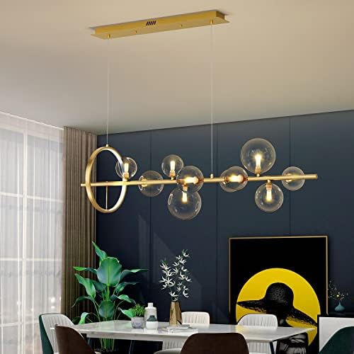 Amomey Modern Pendant Light Clanderiers Минималистичка кујна G9 LED остров светло со стаклена светска сенка за трпезарија што