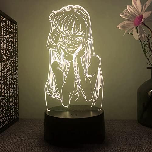 BUCROS Аниме Junji Itoeed 3D Ноќна Светлина За Навивачите 16 Бои Декор ИЛУЗИЈА LED Светилка СО Далечински Управувач, Манга Junji Ito Слика