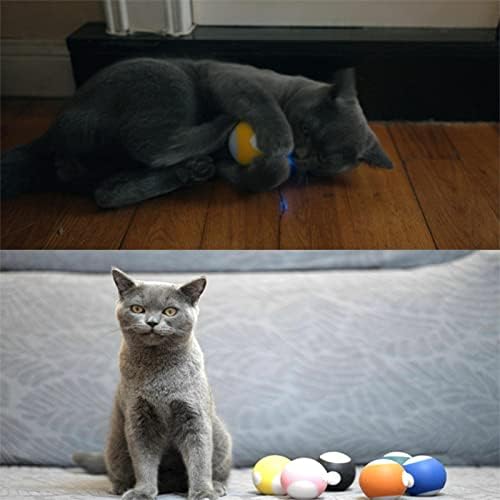 Интерактивна играчка за мачки на Есах со LED светло, 360 степени ротирачка топка за мачки играчки, мачки играчки за мачки во затворен