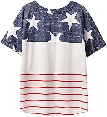 Американска кошула со знаме жени 4-ти јули маичка во САД starsвезди ленти маица патриотски летен туника врвови кошула на Денот