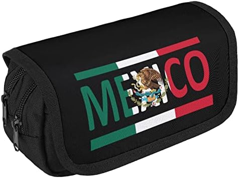 Мексиканско знаме со молив со молив за куќиште за пенкало рачен организатор за шминка, козметички преносен подарок за торба за голем капацитет