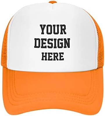 Прилагодена Капа Вашиот Дизајн Овде, Прилагодена Капа Дизајнирајте Своја Класична Машка Женска Капа За Камионџии Портокалова