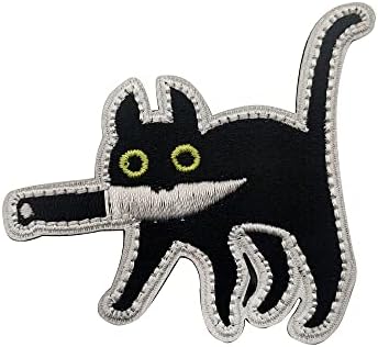 Ewkft мала мачка залак нож серија везени железо на/шијте на слатки животни за миленичиња тактичка лепенка за облека за облека за ранец Апликација додаток за додаток