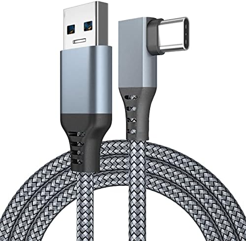 3M/10FT USB3.0 до USB Type C 90 степени кабел со 5Gbps брз трансфер на податоци USB C кабел за полнење за Oculus Quest 1/2, VR глава