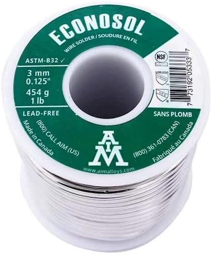 AIM Econosol 97/3 без олово 0,125инч цврста жица за лемење за поправки на водовод