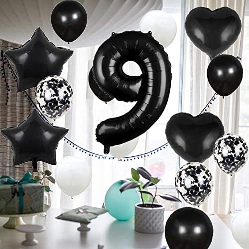 19 -ти роденденски балон 19 -ти роденденски украси црни 19 балони среќни 19 -ти роденденска забава број 19 фолија милар балони латекс балон подароци за девојчиња, момчиња