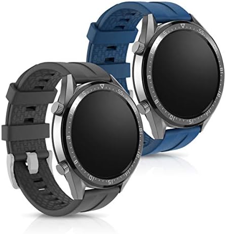KWMobile Watch Bands компатибилни со Huawei Watch GT - ленти сет од 2 замена силиконски опсег - црна/темно сина боја