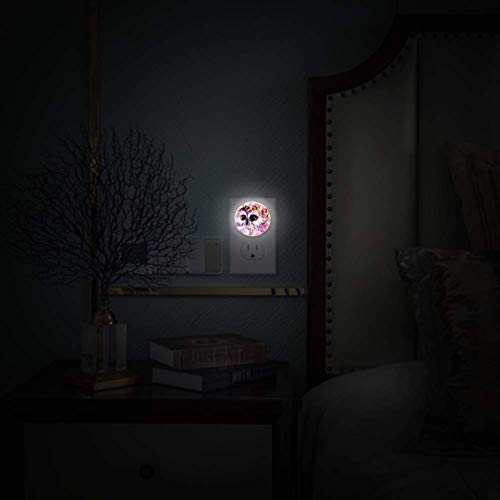 LED ноќна светлина со розов був, големо цвеќе на око, ноќен светлосен приклучок во wallид со сензор за самракот до зори 4 пакет