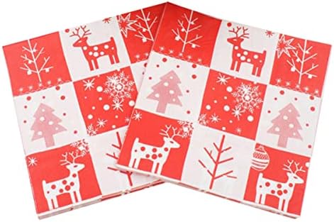 Снабдување со bestonzon 20 парчиња фаворити дома Божиќна забава пулпа дрво елен хартија вечера за шема Божиќ салфетки елк ресторан печатено