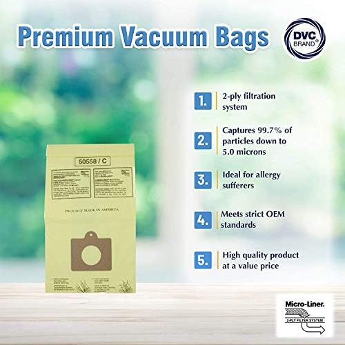 ДВЦ микро-обложени торби за замена на хартија | Одговара на Kenmore Type C, Q, 50104 и повеќе | Филтрацијата со 2 парчиња фаќа 99,7% од воздушните алергени - идеално за оние со алер