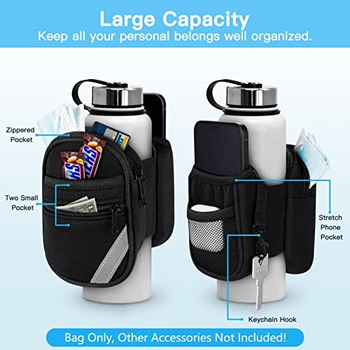 Торбичка за шише со вода Sithon Caddy, торба за ракав за шише со вода што не се лизга со двојни странични држачи за џебови за телефонски клуч,