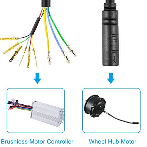 Кабел за моторни кабел за моторни тркала Dkardu 9, кабел за водоотпорен продолжен кабел за е-велосипеди, додатоци за електричен велосипед,