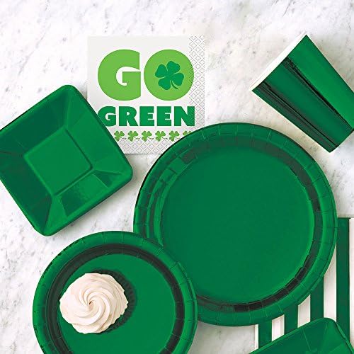 Уникатен 58741 Ден на Свети Патрик „Оди зелено“ | Салфетки за пијалоци | Бело зелена | 16 КТ