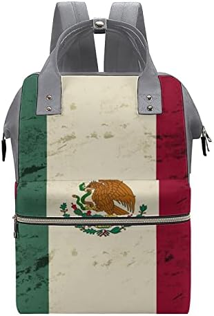 Ретро Мексико Знаме Торба За Пелени Ранец Торба За Рамо Со Голем Капацитет Водоотпорна Торба За Патување Мама