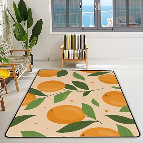 Xollar 60 x 39 во големи детски области килими портокалови мангарини зелени лисја мека расадник бебе плејматски килим за детска соба