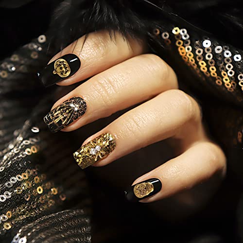 100 парчиња злато 3Д нокти шарми череп дух дух тиква скелет панк -рака облик нокти шарм гроздобер готски метал 3Д нокти мешани форми на нокти шарм 3Д накит декорации за