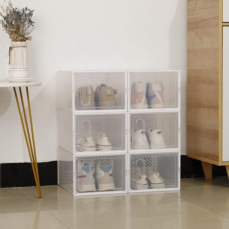 Mosgat 12 пакувања кутии за чевли чиста пластична стабилна голема, чиста кутии за чевли, стабилни, пластични кутии за чевли со капаци, преклопни решетки за чевли за чевл