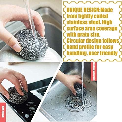 Чистач за чистење на сунѓер од не'рѓосувачки челик со рачка 30 парчиња Поставете големи алатка за чистење метална метална метална метална алатка за чистење на кујна