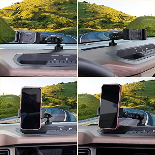 Носител на телефон Bestaoo Dash, 360 ° прилагодлива алуминиумска конзола за монтирање телефонски штанд за додатоци на Форд Бронко 2021
