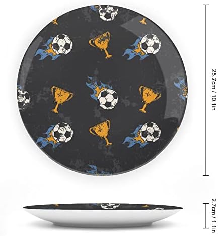 Скуер Фудбал на оган Декоративна чинија тркалезни керамички плочи со приказ за свадбени украси за домашни канцеларии