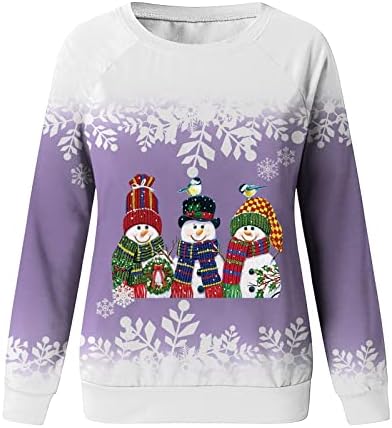 Crewneck Sweatshirt Women Women плус големина Божиќ за печатење на божиќни опремени униформа симпатични падови за жени