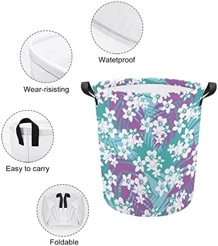 Прекрасна цветна букет корпа за перење алишта водоотпорна торба за складирање на корпи со рачка 16,5 x 16,5 x 17