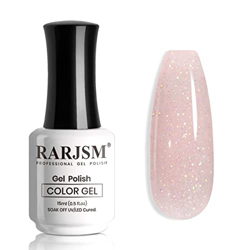 Rarjsm голи розов гел полски виножито сјај, iridescent shimmer pigment желе гел нокти полски неутрален тон на кожата на кожата 15 ml