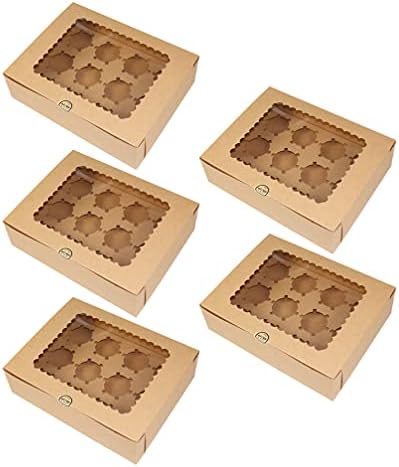 Кутии за Торта јојофуни Со Прозорец Кутија За Подароци За Попладневен Чај, 5 парчиња Кутии За Пакување Пециво Дизајн На Горниот