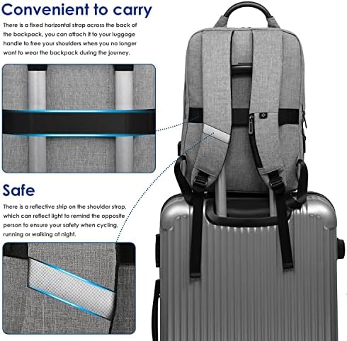 Hyzuo лаптоп ранец со USB порта за полнење против кражба против кражба на вода, отпорен на вода, тенок стилски ранец за деловно патување,