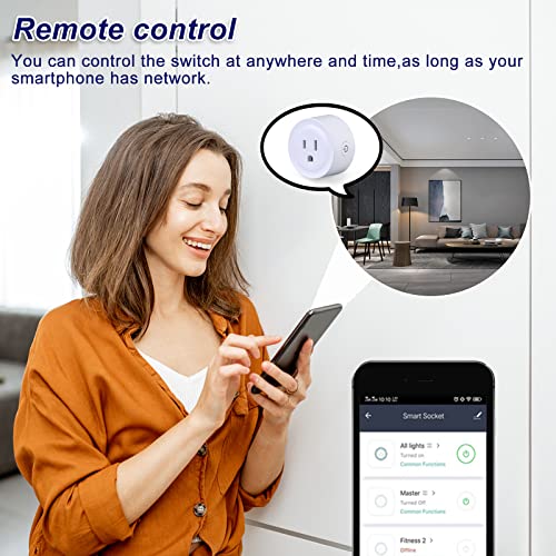 Паметен приклучок, WiFi приклучок Timer Smart Smart Spart со Alexa и Google Home No Hub Неоден што е потребен далечински управувач со тајмер функција