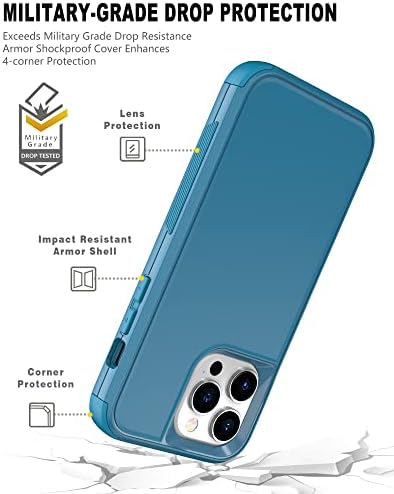 Бранител Телефон Случај за iPhone 14 Pro Max: Тешки Воена Одделение Капка Заштитна Кутија со Појас клип [2x Заштитници На Екранот + Заштитник