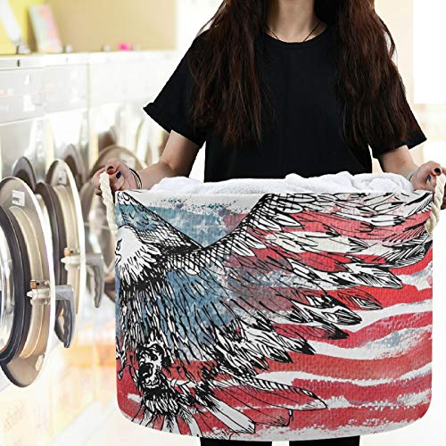 visesunny Склопувачки Кошница Со Голем Капацитет Апстрактно Американско Знаме Облека За Складирање Играчки Со Издржливи Памучни Рачки Решение